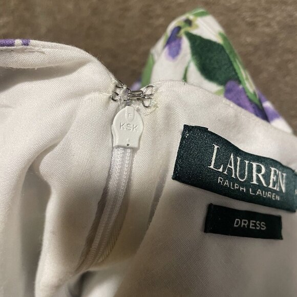 LAUREN RALPH LAUREN Dress Womens 14 Petite Floral Sleeveless Spring Summer Mid - Picture 6 of 9
